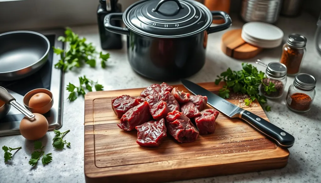 Beef cheeks cooking equipment