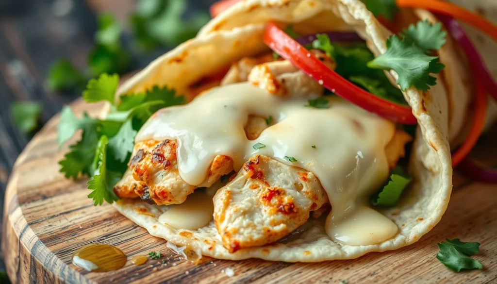 Cheesy Garlic Chicken Wraps