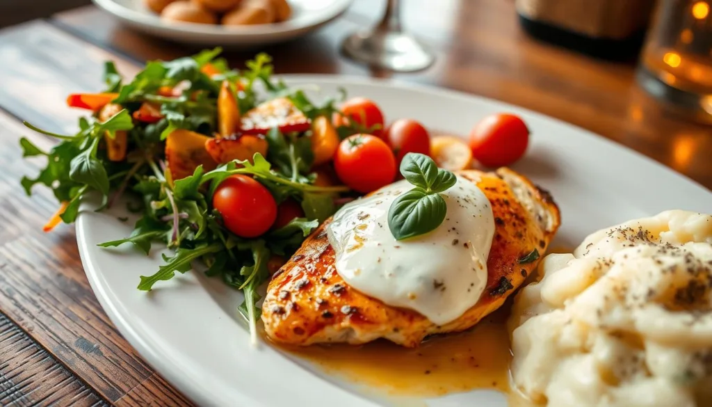 Mozzarella Chicken with side dishes