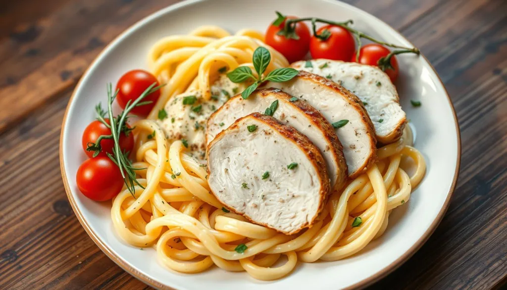 Perfectly cooked chicken for pasta