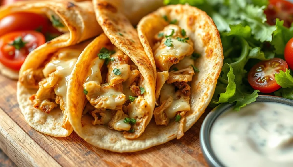 cheesy chicken wraps