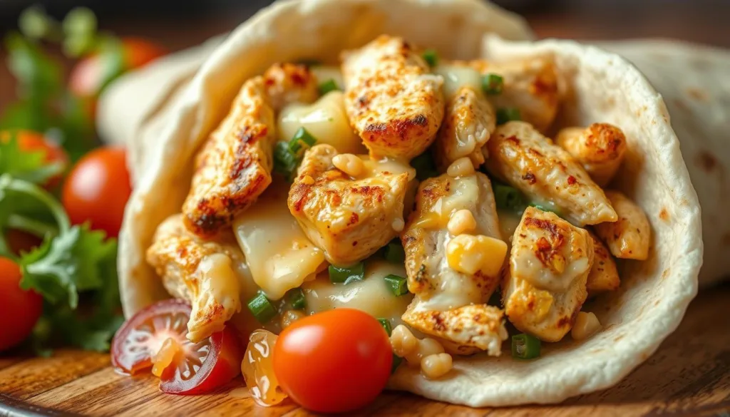 cheesy chicken wraps