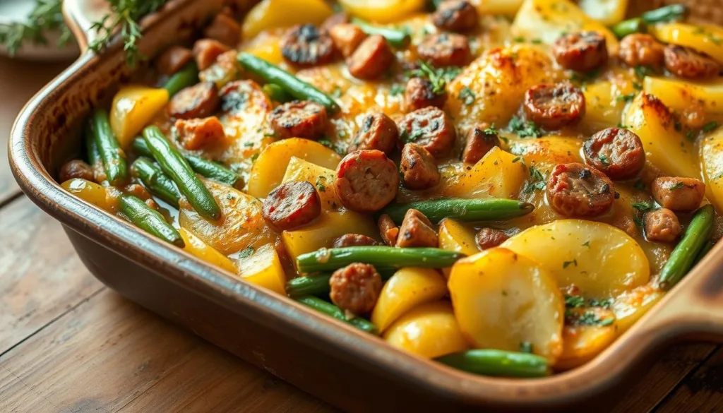 sausage green bean potato casserole