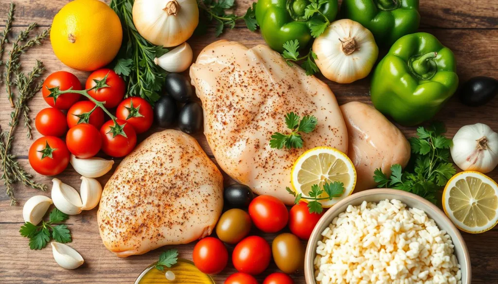 Mediterranean Chicken and Rice Ingredients